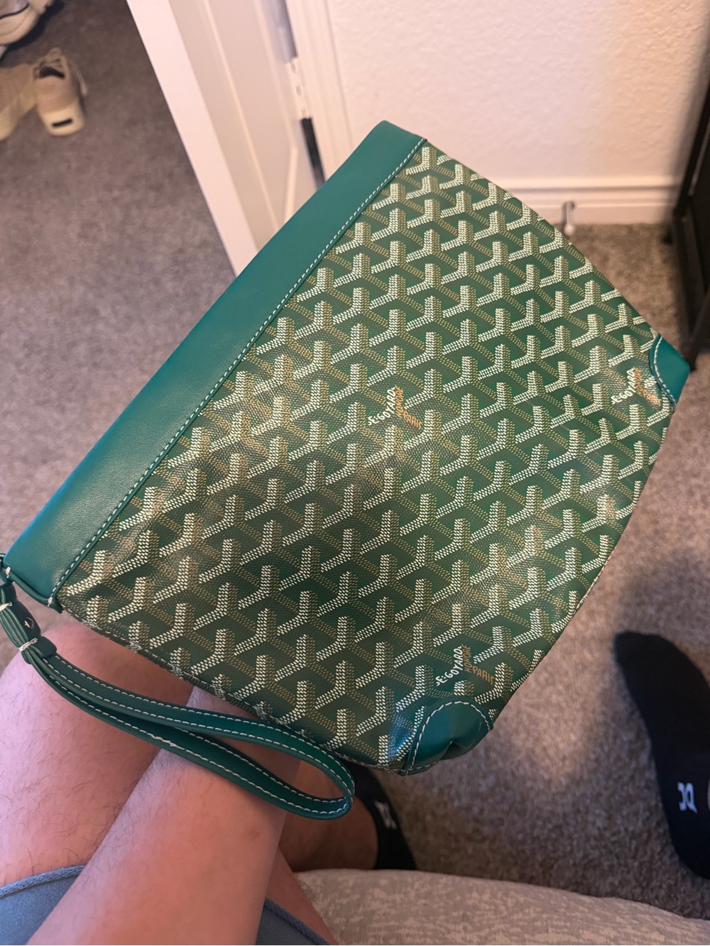 Goyard Teal Green Patterned Wristlet